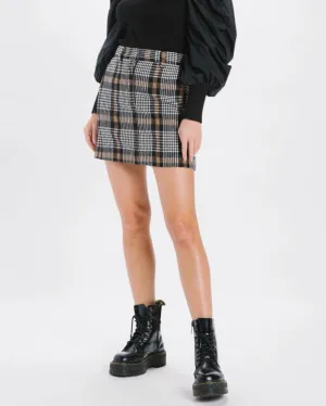 Check Wool Mini Skirt