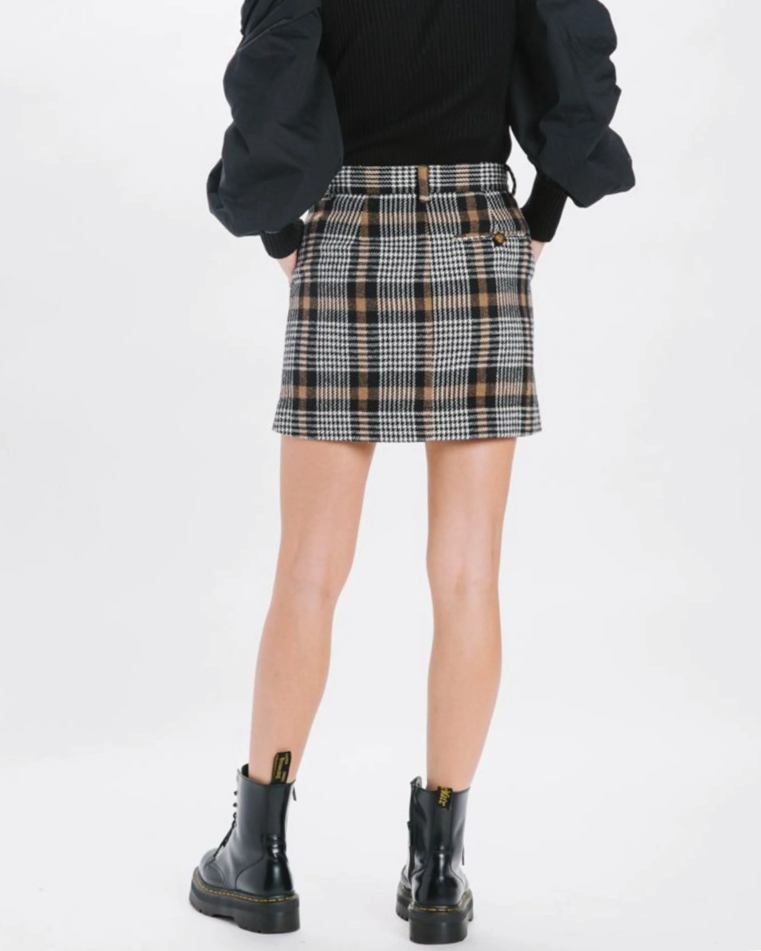 Check Wool Mini Skirt