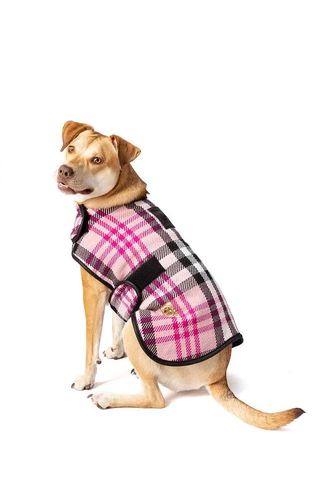 Chilly Dog Dog Blanket Coat Pink Plaid