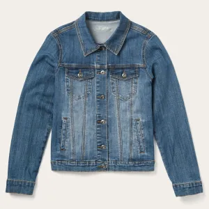 CL11-098-0202-0311-L-Denim Womens Denim Jacket w/Back Yok