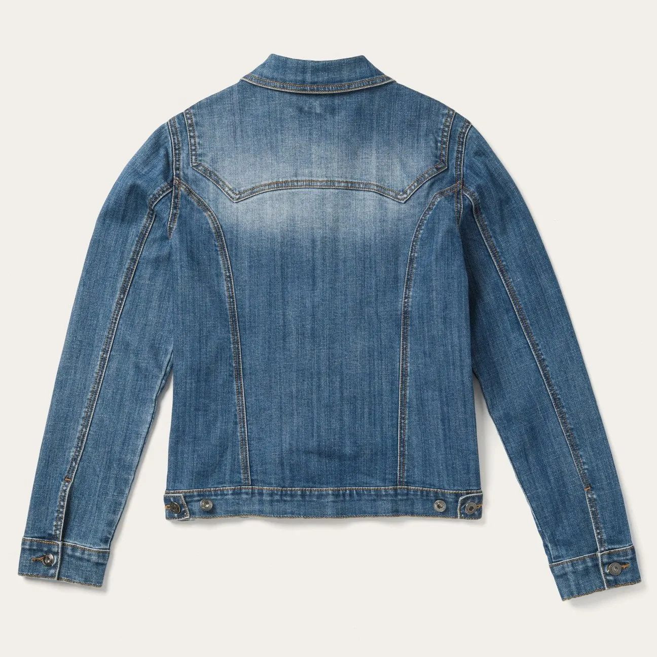 CL11-098-0202-0311-S-Denim Womens Denim Jacket w/Back Yok
