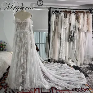 Classic Lace Off The shoulder Long Sleeves Wedding Dresses A Line Bridal Gowns