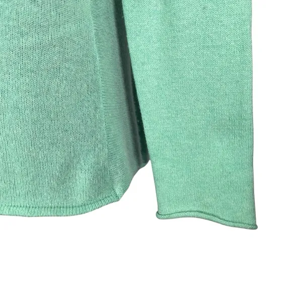 Claudia Nichole Green Cashmere Sweater Open Front Draped Mint Relaxed Waterfall