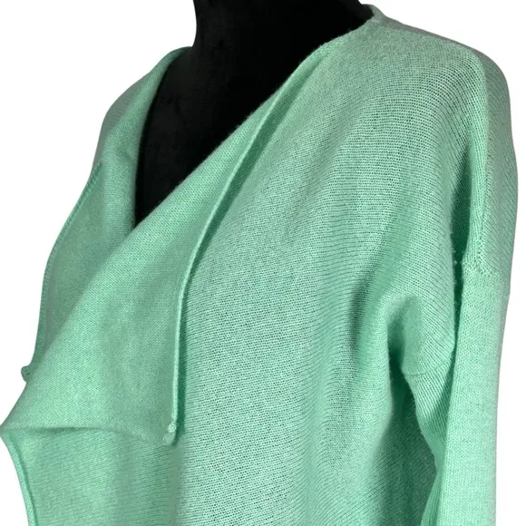 Claudia Nichole Green Cashmere Sweater Open Front Draped Mint Relaxed Waterfall