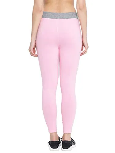 Clovia Women's Cotton Gym/Sports Activewear Tights (AT0073P22_Pink_XXL)