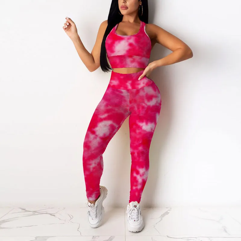 Colorblcok Sleeveless Crop Top & Pants Set
