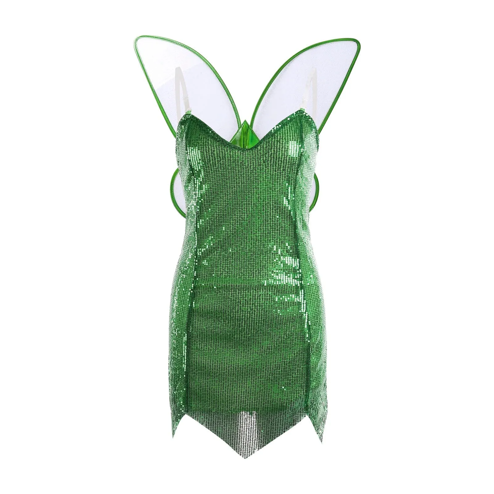 Costume Forest Fairy Princess Sexy Sequin Tube Tops Short With Wings Halloween Casual Cosplay Dress