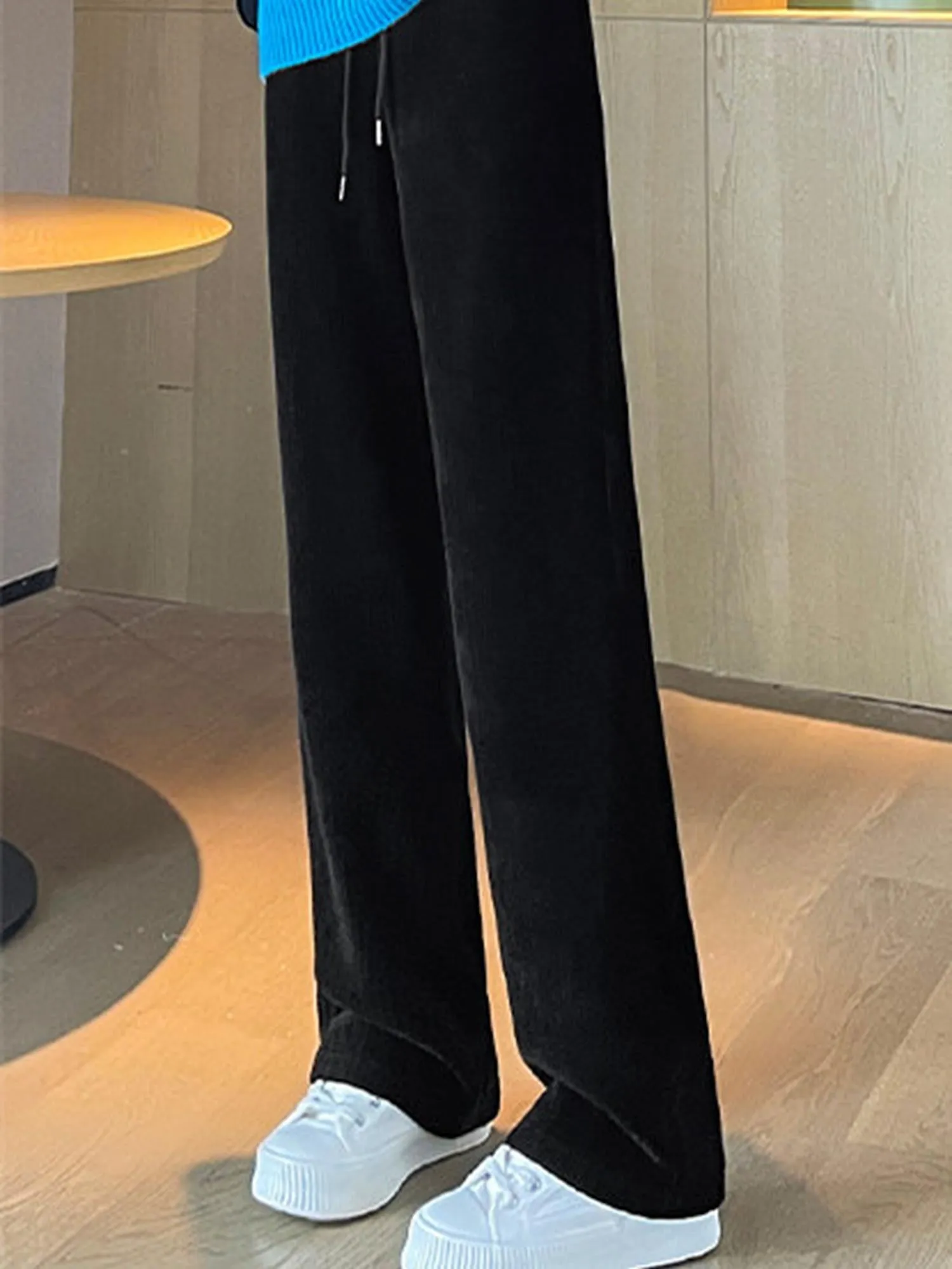 Cozy Fit Drawstring Black Trousers