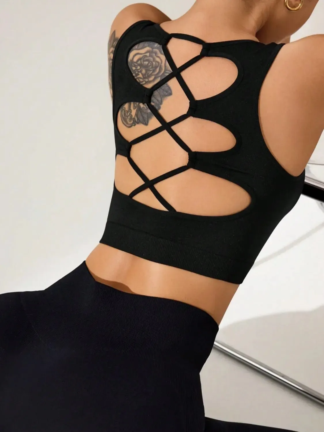 Crisscross Cropped Active Tank