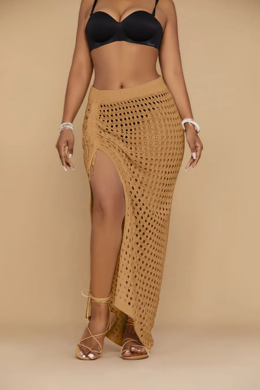 Crochet Drawstring Swimsuit Wrap Cover Up