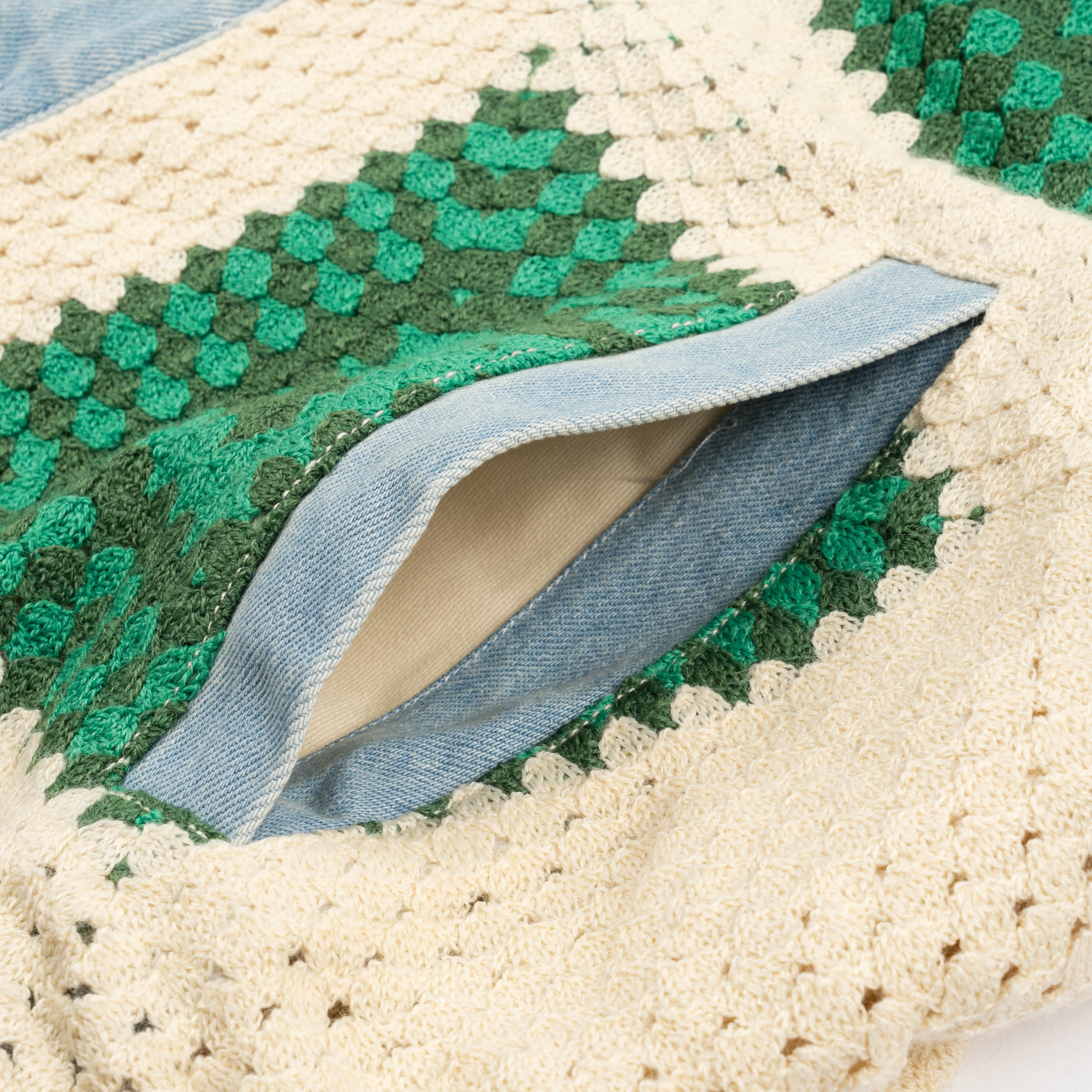 Crochetknit x Denim Jacket Beige WDS-O-FAL-24-Q1-JK-05