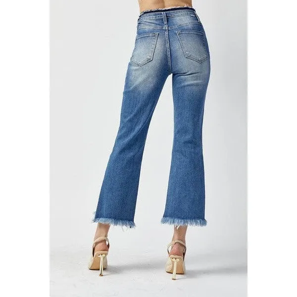 Cropped and Flared High Rise Jean