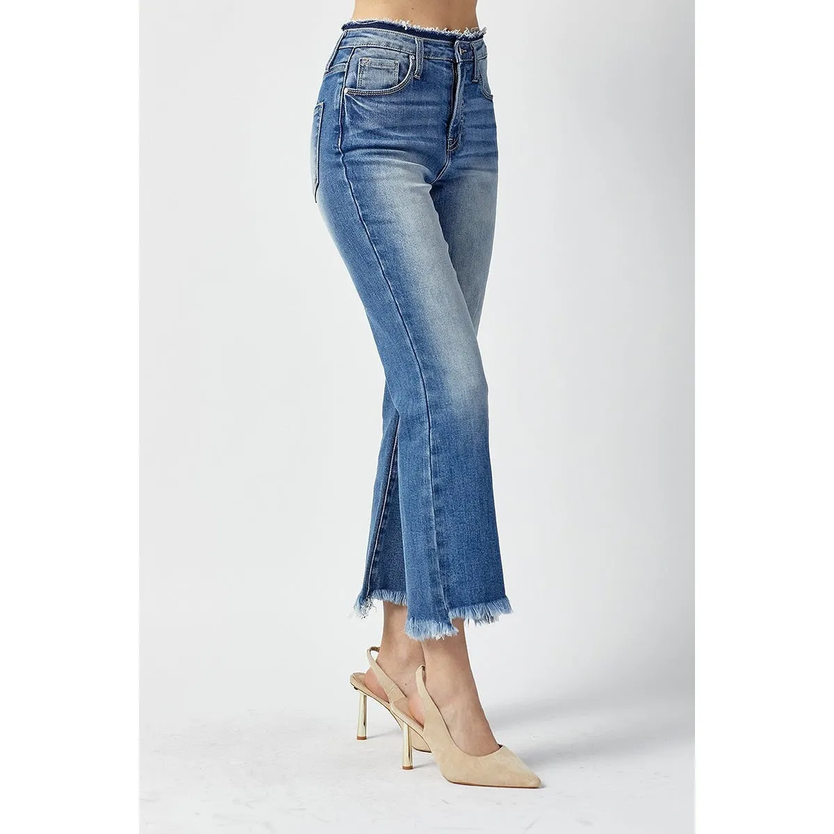 Cropped and Flared High Rise Jean