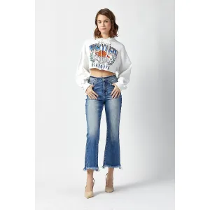 Cropped and Flared High Rise Jean