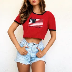 Cropped Polo Sweater Top