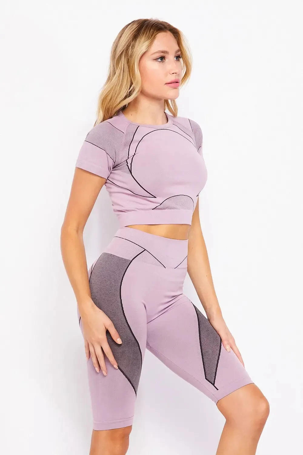 Cropped Top and Biker Shorts Activewear Set