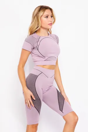 Cropped Top and Biker Shorts Activewear Set