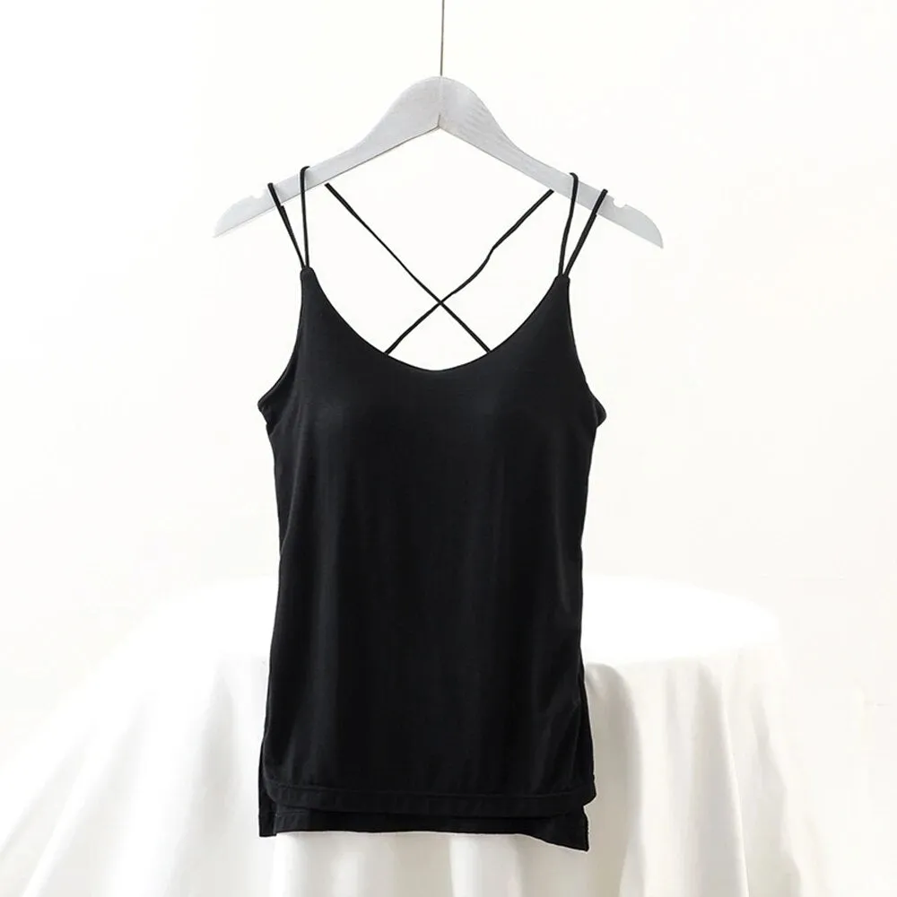 Cross Over Back Top with Inbuilt Bra