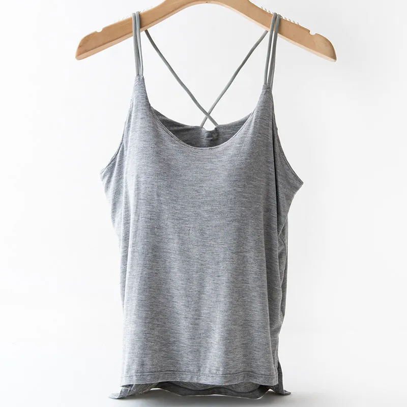 Cross Over Back Top with Inbuilt Bra
