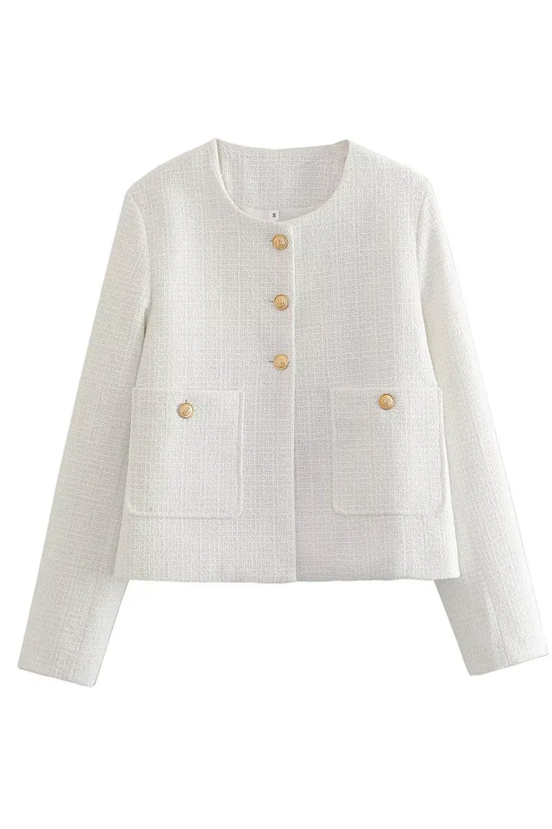 CS3379 Round Neck Elegant Jacket Outerwear