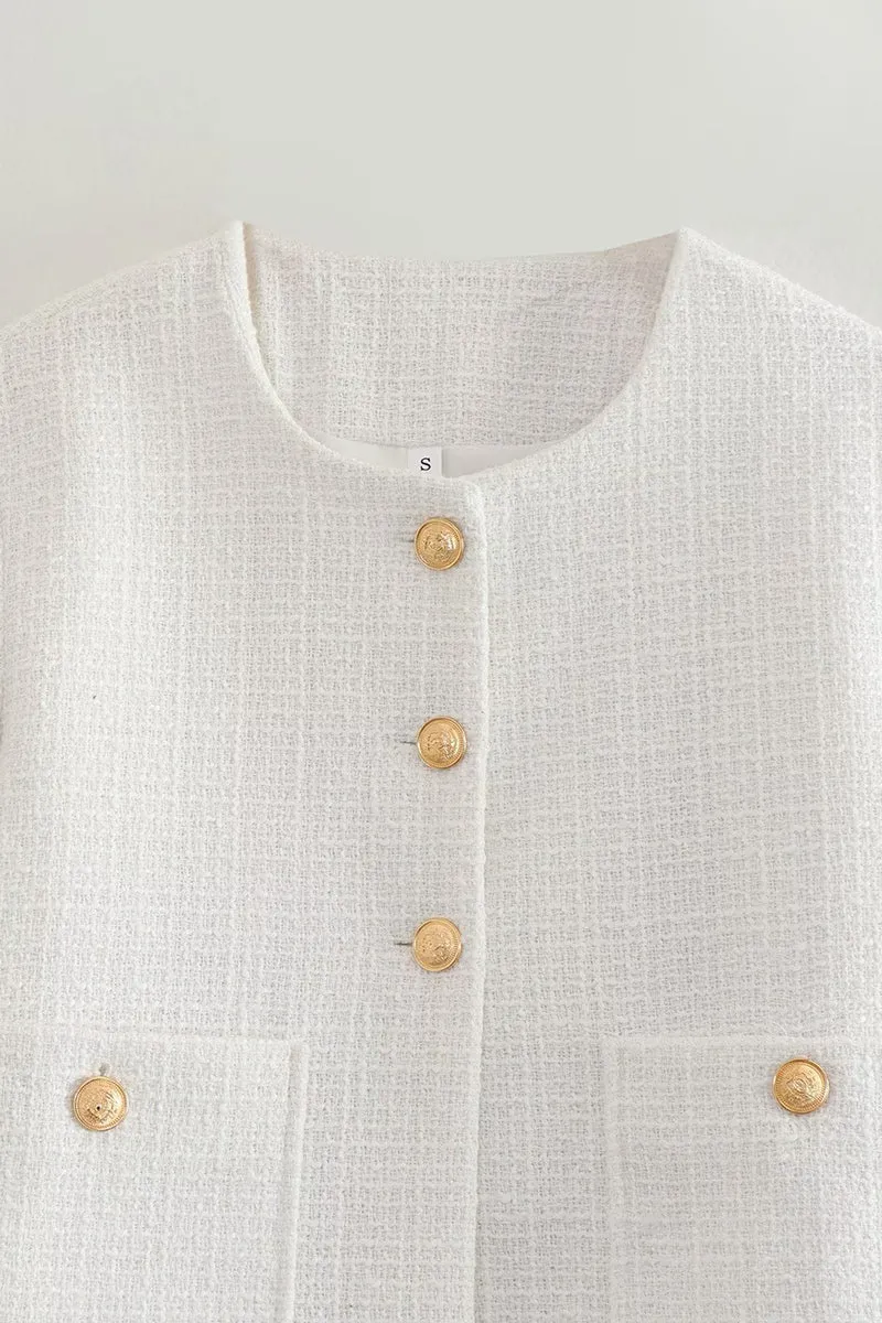 CS3379 Round Neck Elegant Jacket Outerwear