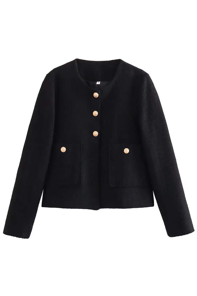 CS3379 Round Neck Elegant Jacket Outerwear