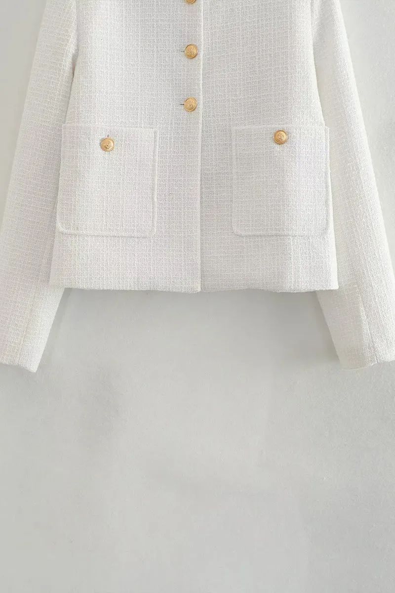 CS3379 Round Neck Elegant Jacket Outerwear