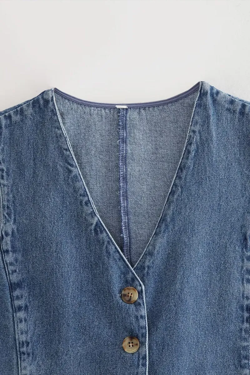 CS3387 Denim Waistcoat Vest Outerwear