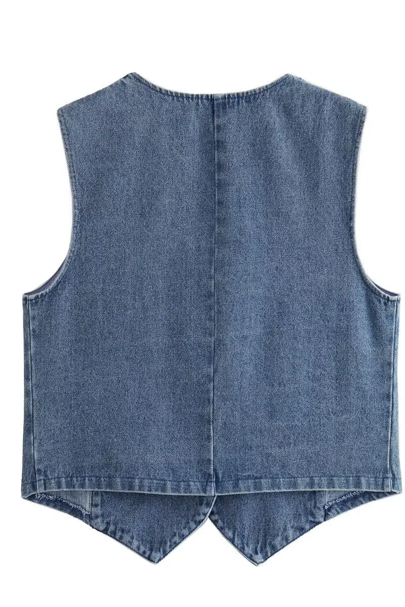 CS3387 Denim Waistcoat Vest Outerwear