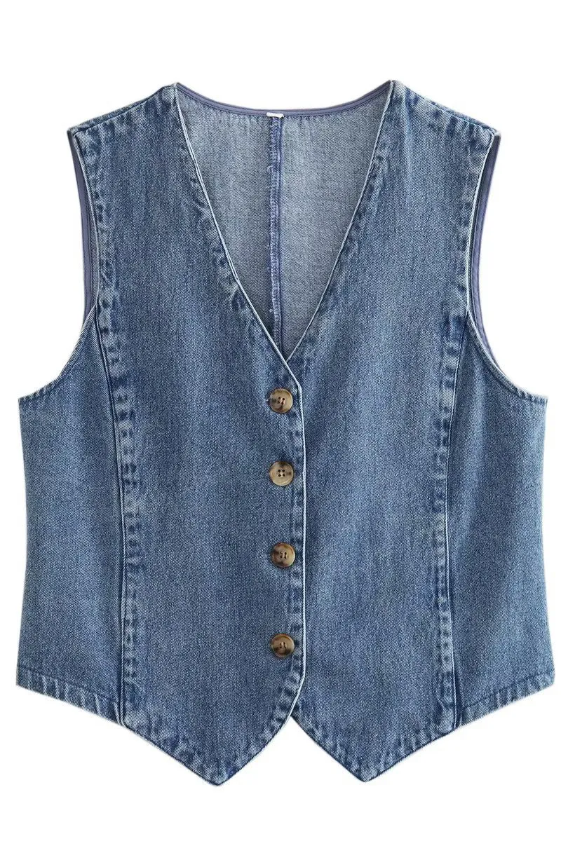 CS3387 Denim Waistcoat Vest Outerwear