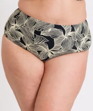Curvy Kate Ripple Reef High Waist Bikini Brief - Black Print