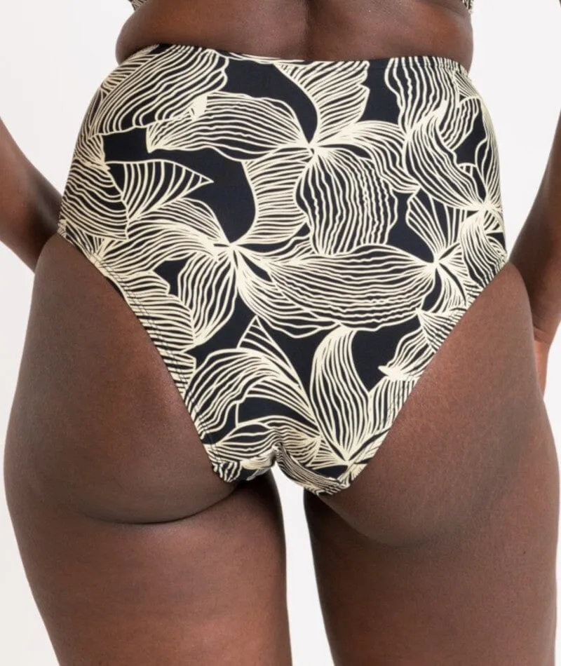 Curvy Kate Ripple Reef High Waist Bikini Brief - Black Print