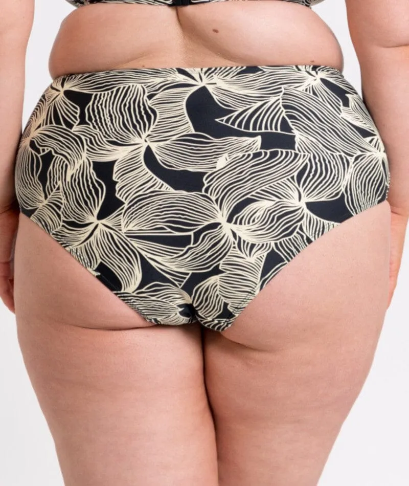Curvy Kate Ripple Reef High Waist Bikini Brief - Black Print
