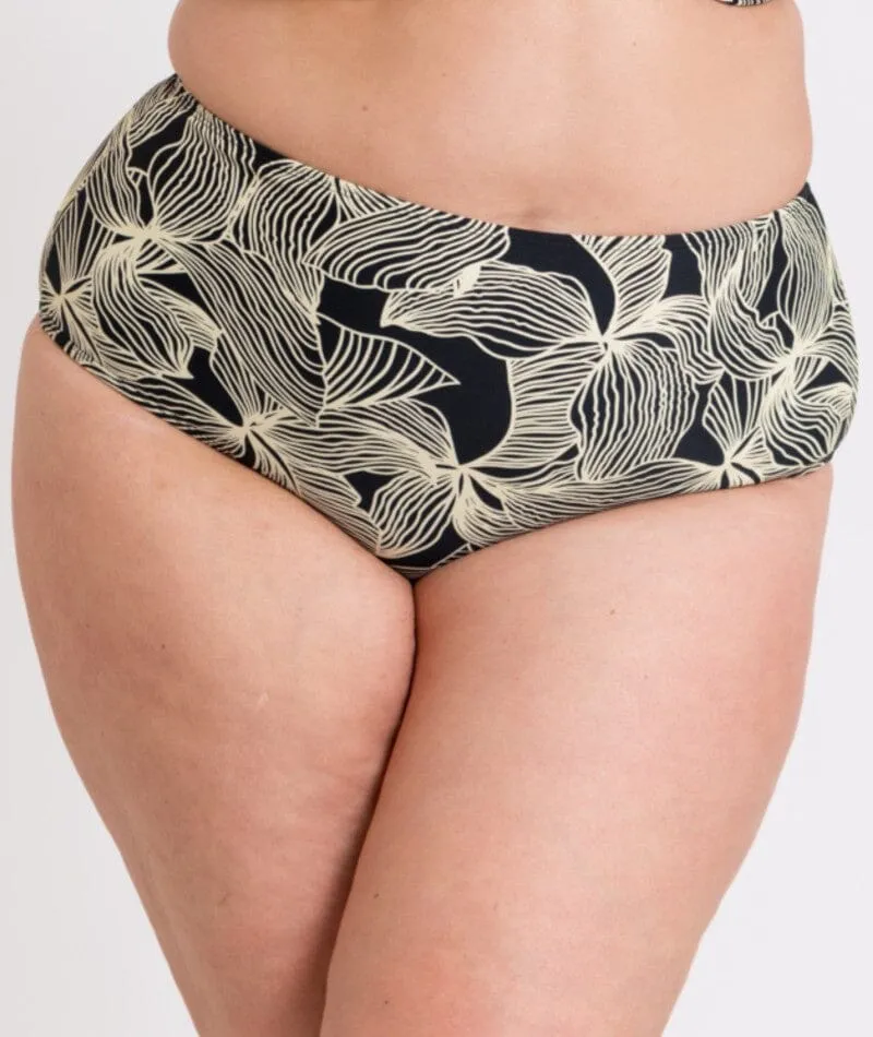 Curvy Kate Ripple Reef High Waist Bikini Brief - Black Print