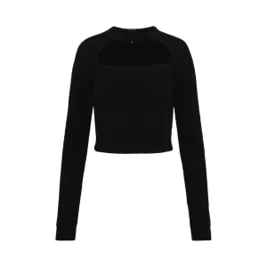 Cut Out Cropped Sweater In Wool Black