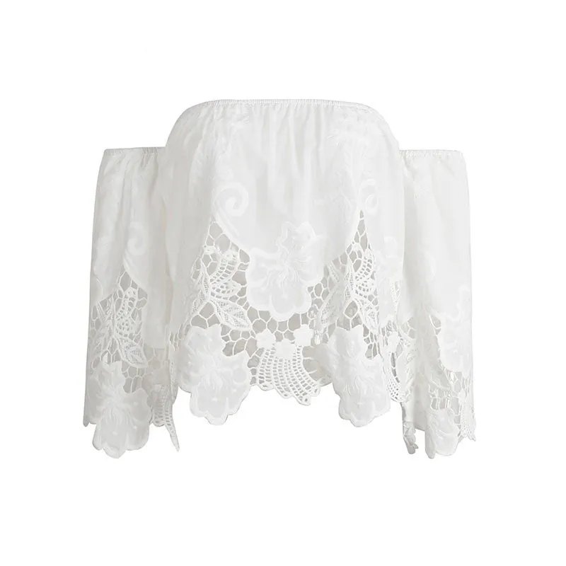 Cute Off Shoulder Cut-Out Lace Top