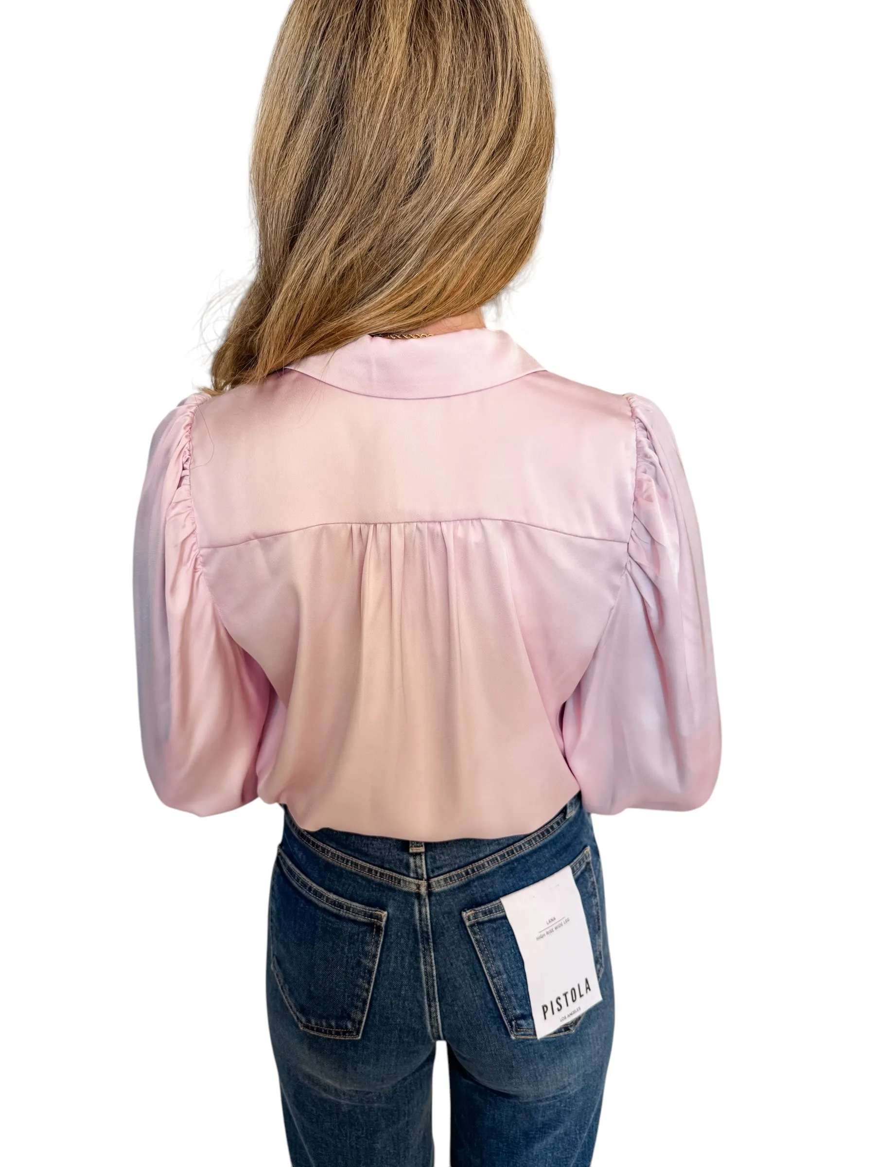 Danica Lavender Satin Button Up