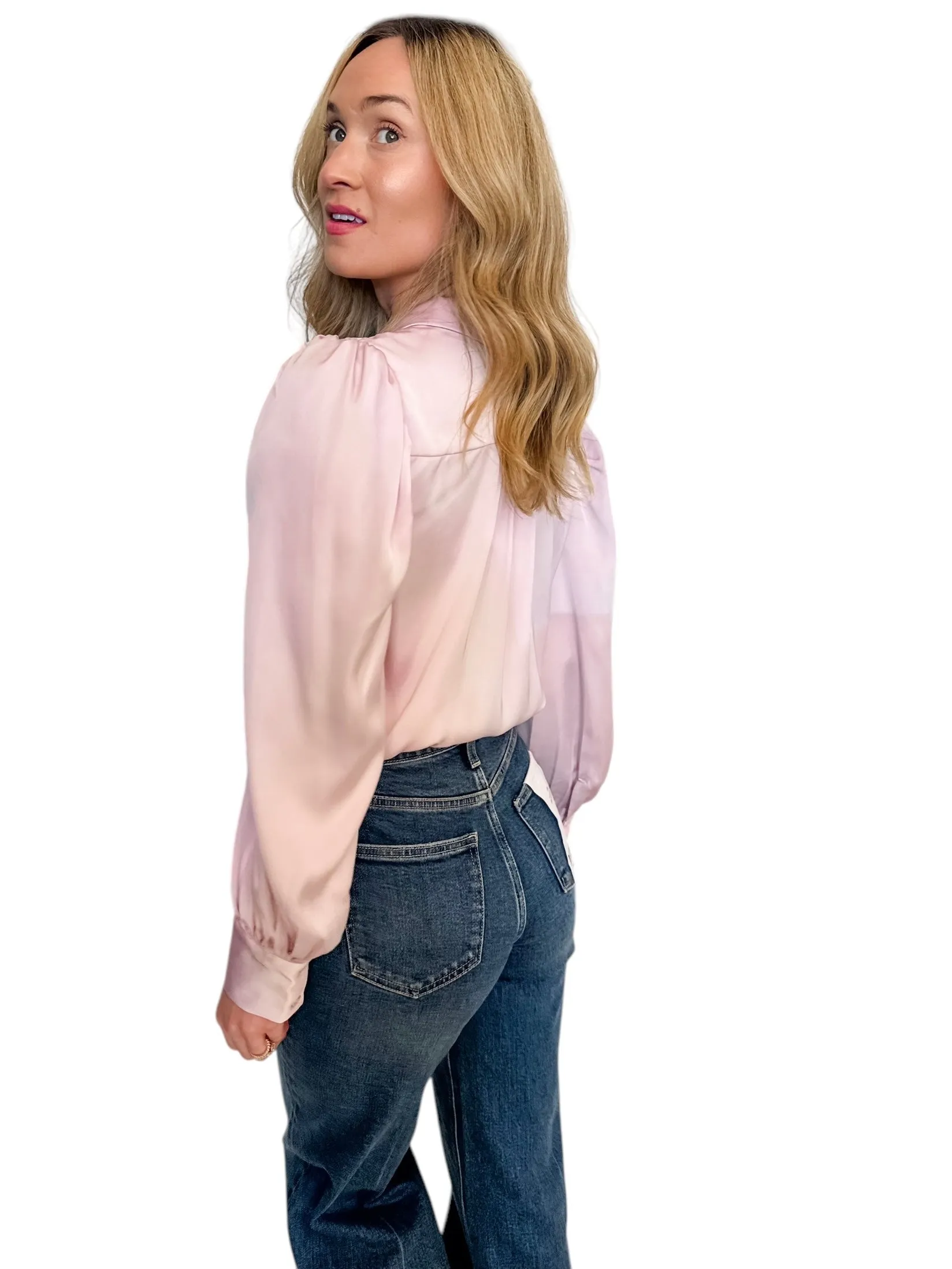 Danica Lavender Satin Button Up