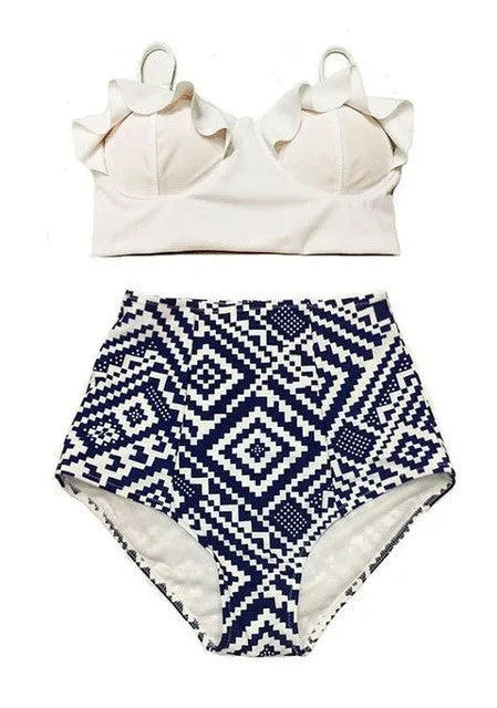 Delia Vintage Style High Waist Push Up Bikini