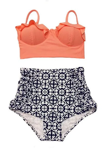 Delia Vintage Style High Waist Push Up Bikini