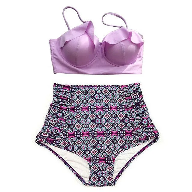 Delia Vintage Style High Waist Push Up Bikini