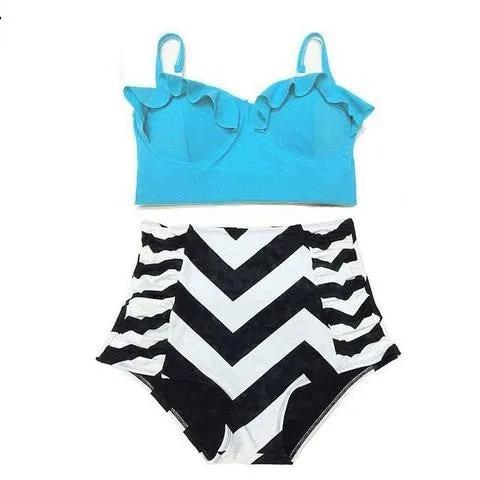 Delia Vintage Style High Waist Push Up Bikini
