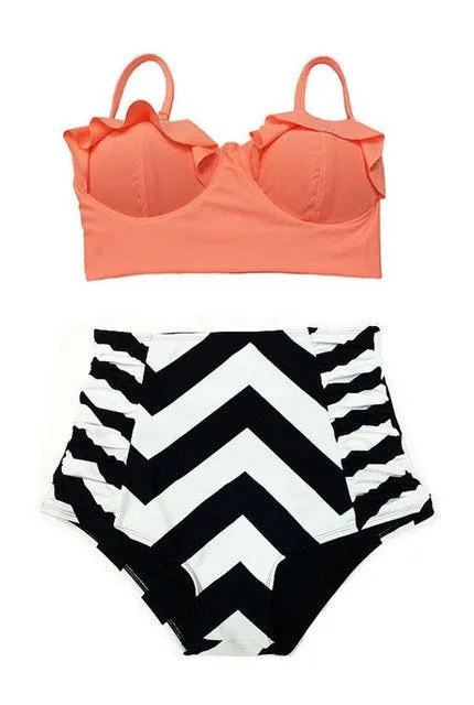 Delia Vintage Style High Waist Push Up Bikini