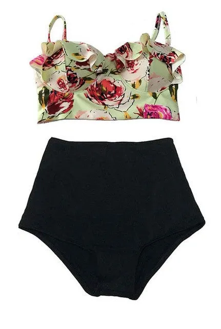 Delia Vintage Style High Waist Push Up Bikini