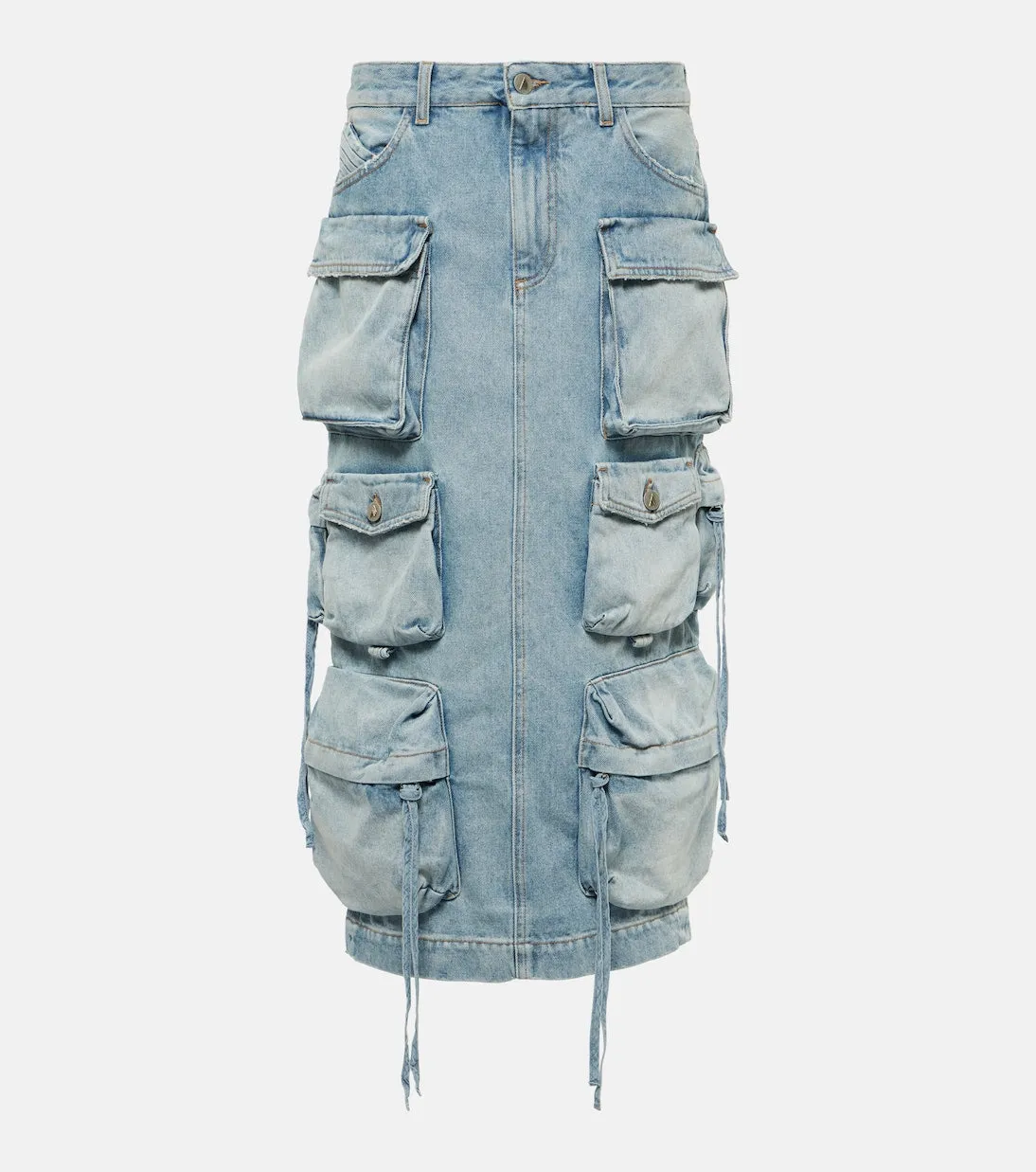 Denim cargo midi skirt The Attico, blue