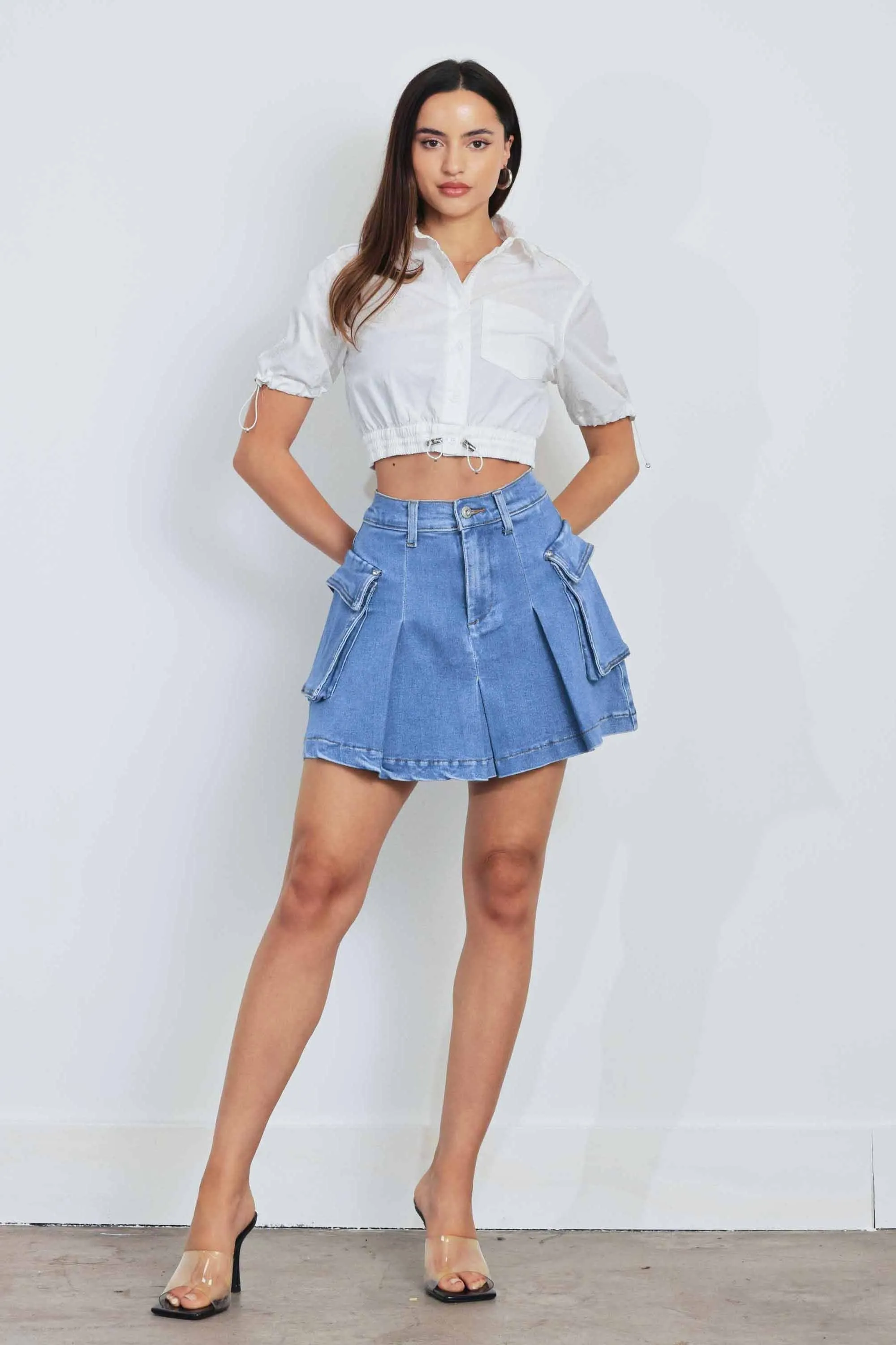 Denim Cargo Skirt