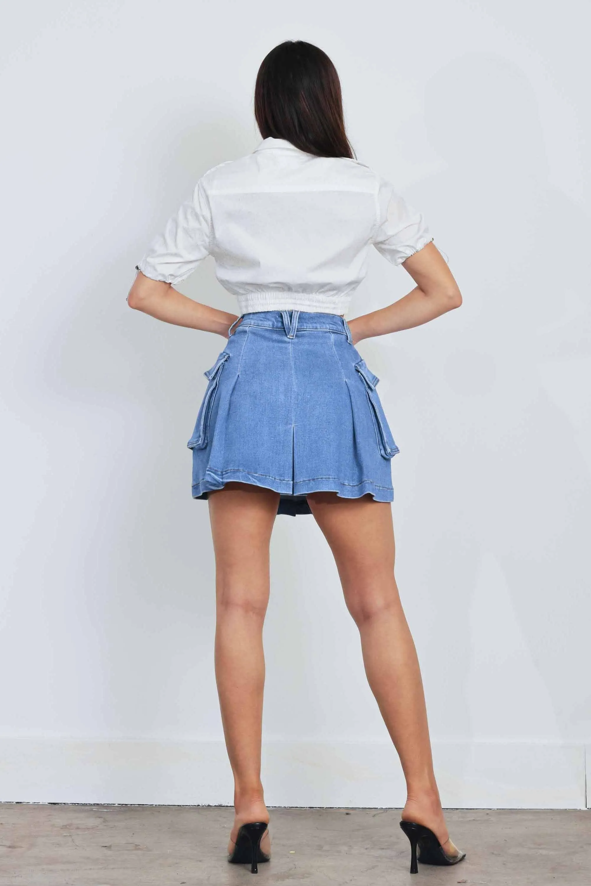 Denim Cargo Skirt