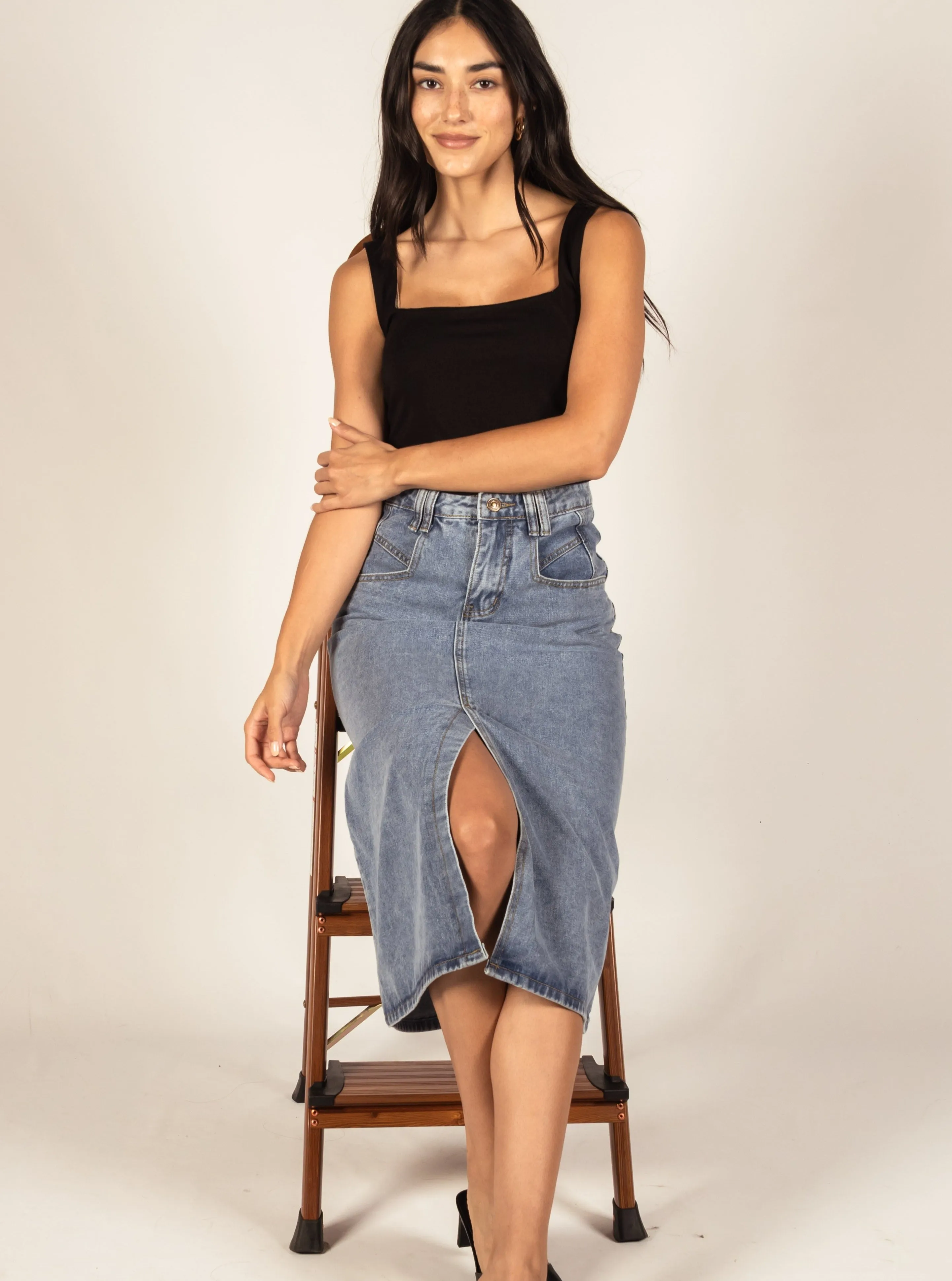 Denim Pencil Skirt
