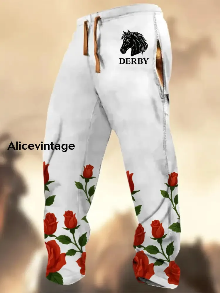 Derby Horse Art Print Casual Sweatpants