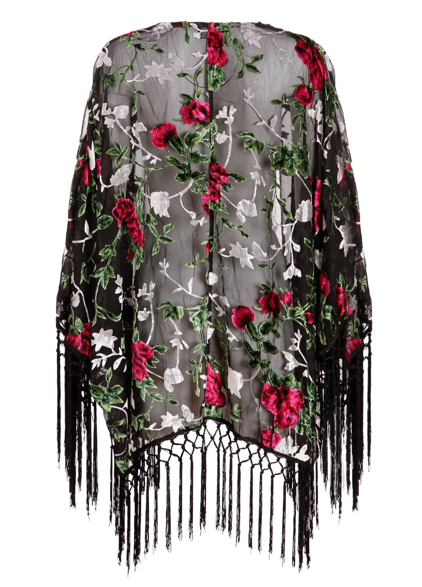 DESERT ROSE VELVET FRINGE KIMONO